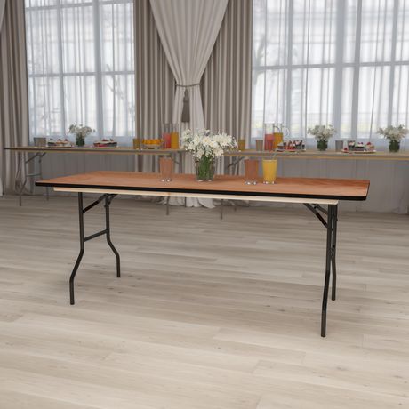 folding banquet coated rectangular finished clear wood table