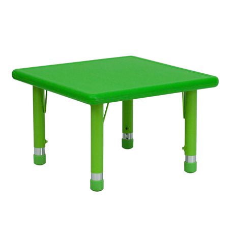 Table d'activités rectangulaire de 24 po larg. x 48 po long. en plastique vert à hauteur réglable