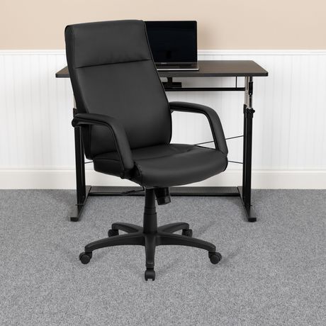 High Back Black Leather Executive Swivel Ergonomic Office Chair with