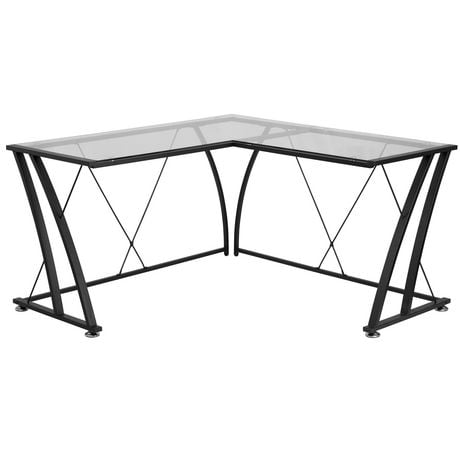 Glass L Shape Computer Desk With Black Metal Frame Canada Computer Desk With Black Metal Frame