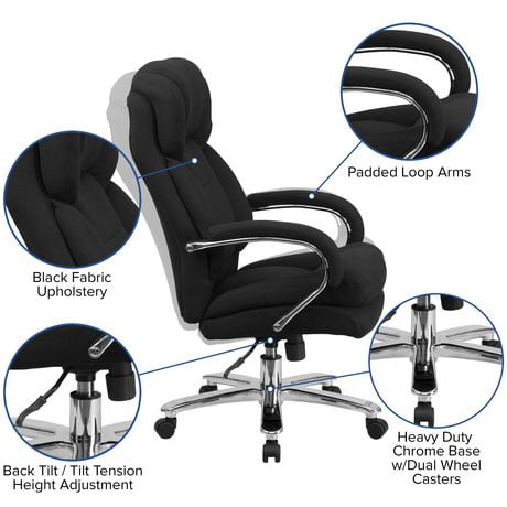 Hercules Series 24 7 Intensive Use Big Tall 500 Lb Rated Black Leather Executive Swivel Chair With Loop Arms Walmart Canada