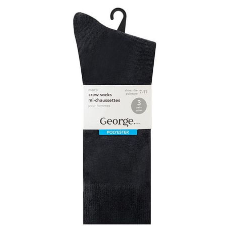 George Men's Dress Crew Socks 3-Pack, Sizes 7-11