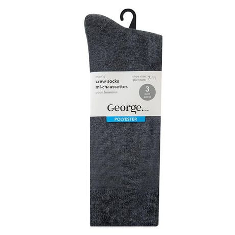 George Men's Dress Crew Socks 3-Pack, Sizes 7-11