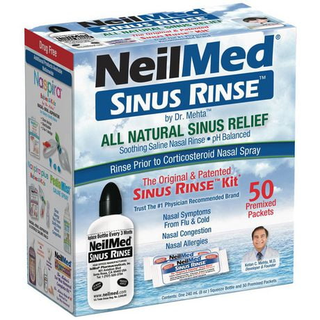 Sinus Rinse Kit with 50 Packets, positive pressure to clean nasalpassage thoroughly