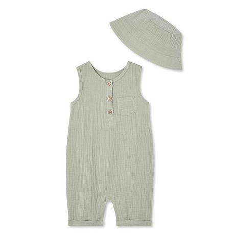 George Baby Boys' Crinkle Romper 2-Piece Set, Sizes 0-24 months