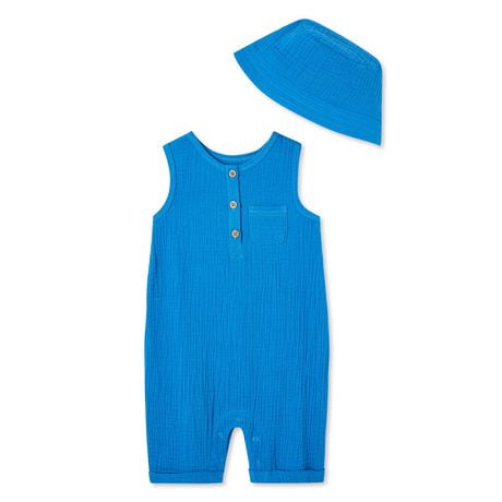 George Baby Boys' Crinkle Romper 2-Piece Set, Sizes 0-24 months