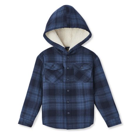 George Boys' Sherpa Lined Hooded Flannel Shirt | Walmart Canada
