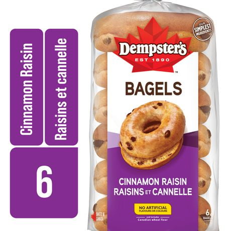 Dempster’s® Cinnamon Raisin Bagels, Pack of 6; 450 g