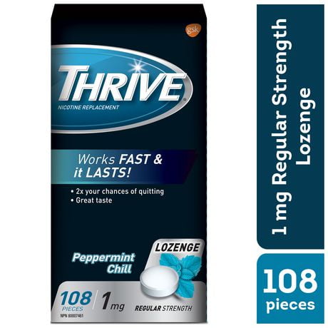 Thrive Lozenges 1mg Regular Strength Nicotine Replacement, Mint, 108 count