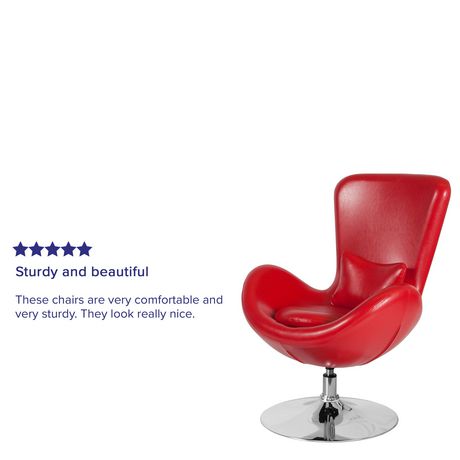 Egg Series Red Leather Side Reception Chair | Walmart Canada