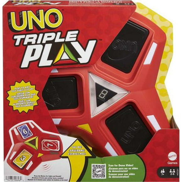 UNO Triple Play Card Game with Card-Holder Unit with Lights & Sounds & 112 Cards