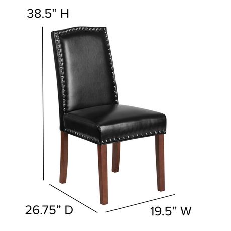 Black Leather Parsons Chair, Black Leather Parsons Chair Set 2