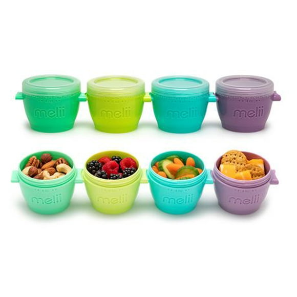 melii Click & Go Pods Food Freezer Storage Containers & Snack Containers -Set of 4, 4oz, 4 multicolored 4oz containers