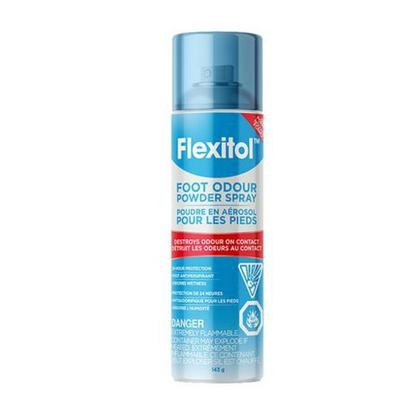 Flexitol Foot Odour Powder Spray | Tripple Action Formula - Neutralizes Odour, Absorbs Sweat & Cools | 12 Hour Protection, 143g