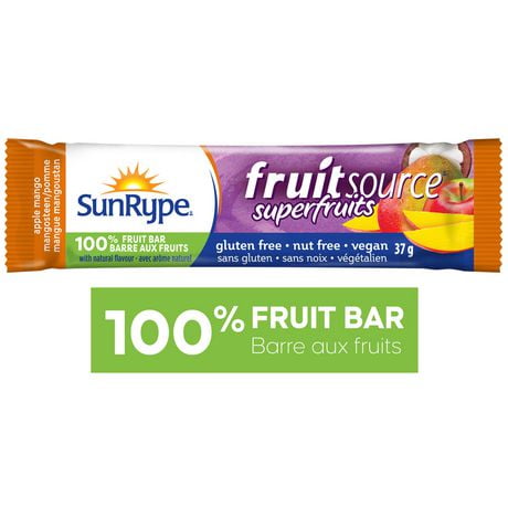 Barres Fruitsource SunRype 100% fruits Pomme, mangue et mangoustan 37g