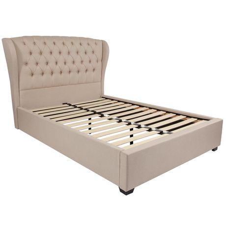 bed barletta upholstered tufted beige platform fabric