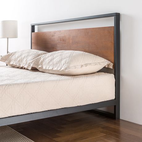 Zinus Ir Metal And Wood Platform, King Size Bed Frame And Headboard Canada