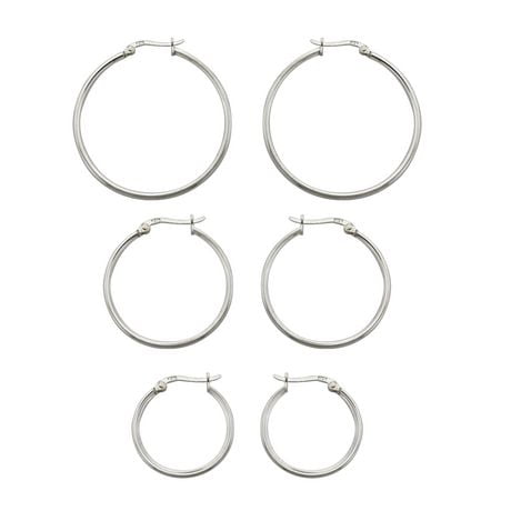 Quintessential Sterling Silver Set Of 3 20 30 40 Mm Hoop Earrings Set ...