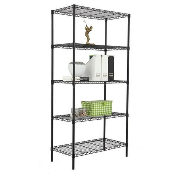 5 Tier Steel Wire Shelf Rack, Black