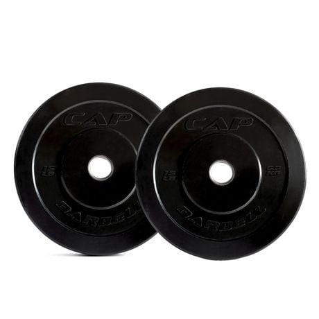 CAP Strength 15lb Olympic Rubber Bumper Plate Set (15x2), Black