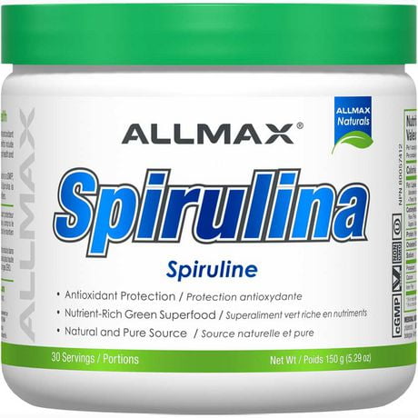 ALLMAX SUPER GREEN Spirulina Powder, Green Superfood 5.29 oz (150g)