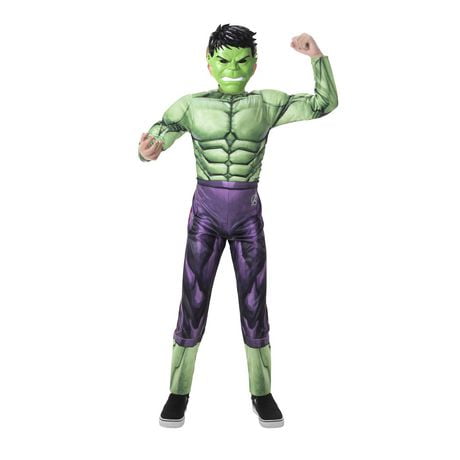MARVEL’S HULK YOUTH COSTUME - Youth Jumpsuit with Printed Design and 3D Half Mask