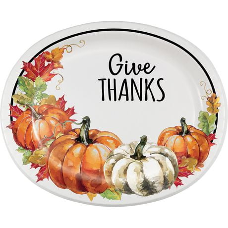 Give Thanks Thanksgiving Oval Paper Plates, 8 ct | Walmart Canada