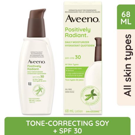 Aveeno Positively Radiant Daily Moisturizer SPF30, Sunscreen, Face Cream, Anti Aging, Hypoallergenic, Sun Protection, 68 mL