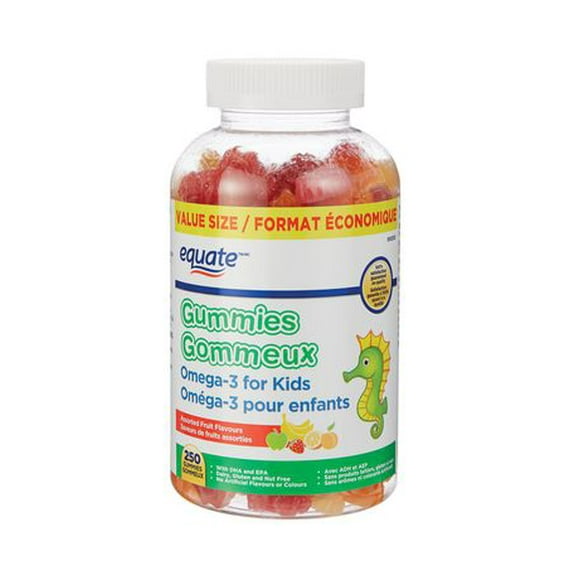 Equate Omega-3 for Kids Gummies, Value Size, 250 Gummies