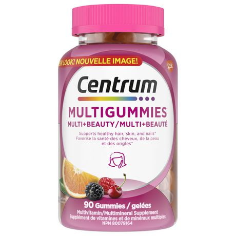 Centrum Multigummies (90 Count) Multi + Beauty (Natural Cherry, Berry, Orange Flavours) Multivitamin 90 points