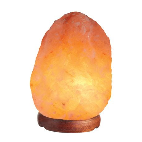 Lampe en sel blanc de l'Himalaya extrait à la main avec base en bois, forme de rocher, interrupteur à bascule marche/arrêt, ampoule incluse
