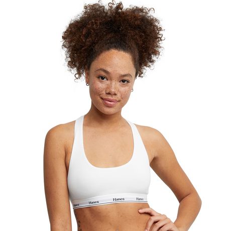 Hanes HC68 Active Cami Pullover WireFree Bra SMALL White NWT