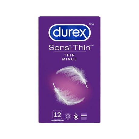 Durex® Sensi-Thin® Condoms | Large, Extra Lubricated, Thin Condoms for Increased Sensitivity | 12 Count, 12 condoms