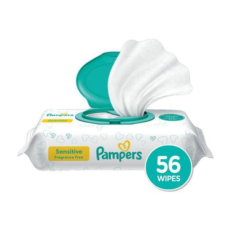 Pampers Baby Wipes Sensitive Perfume Free 1X Pop-Top, 56 Count