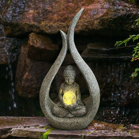 Angelo Décor Buddha with Illuminated Orb Statue