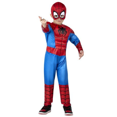MARVEL’S SPIDEY TODDLER COSTUME - Muscle Chest Jumpsuit with Fabric Mask
