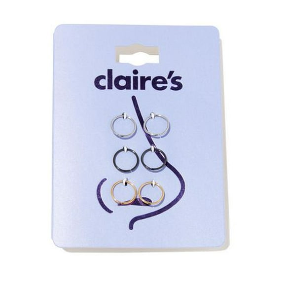 CLAIRES NOSE HOOP 6 SILVER/B/GOLD PLAIN