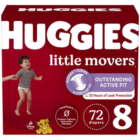 HUGGIES Little Movers Diapers, Econo Pack, Size 8, 72 Count
