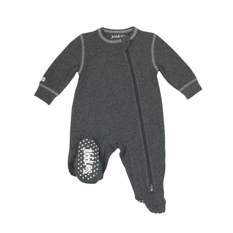 Juddlies - Breathe EZE Collection - Baby Toddler Breathable Cotton Sleeper - 2-Way Zipper - Charcoal Grey