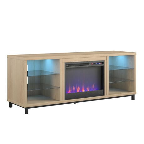 Lumina Deluxe Fireplace TV Stand for TVs up to 70", Blonde Oak