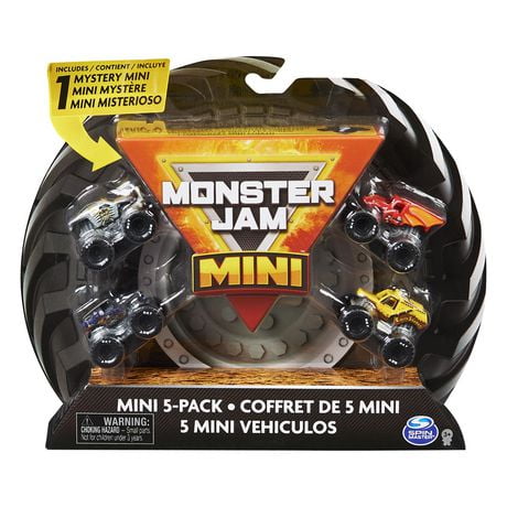 Monster Jam, Official Mini Collectible Monster Trucks 5-Pack with 1 Mystery Truck, 1:87 Scale, Official Mini Monster Trucks