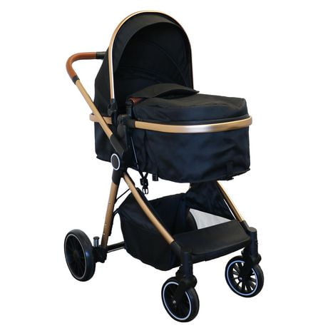 Bily Forward-Facing or Parent-Facing Convertible Stroller - Black & Gold