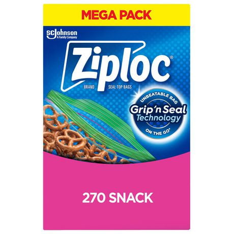 Ziploc® Snack Bags for On-the-Go Freshness, Grip 'n Seal Technology for Easier Grip, Open, and Close, 270 Count, 270 Bags