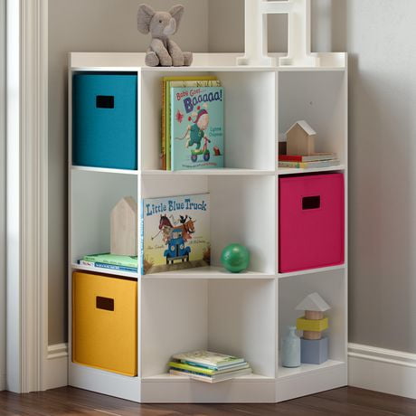 corner nursery bookshelf