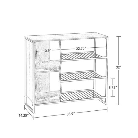 Riverridge Home Afton Collection 32 Inch H X 35 88 Inch W X 14 25 Inch D 3 Tier Shoe Rack With Storage Bins In Weathered Wood Walmart Canada