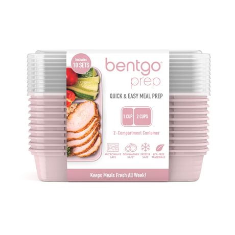 Bentgo Prep 2-Compartment Container - 10 Pack - Blush Pink