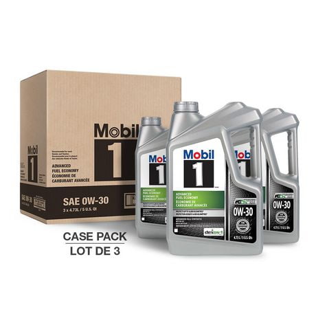 Mobil 1™ Advanced Fuel Economy Full Synthetic Motor Oil 0W-30, 3 x 4.73 L