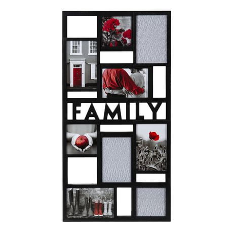 hometrends Family Black Collage Picture Frame, Nine Openings