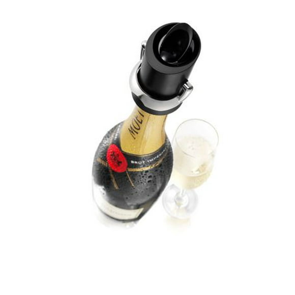 Bouchon verseur de champagne Vacu Vin en noir