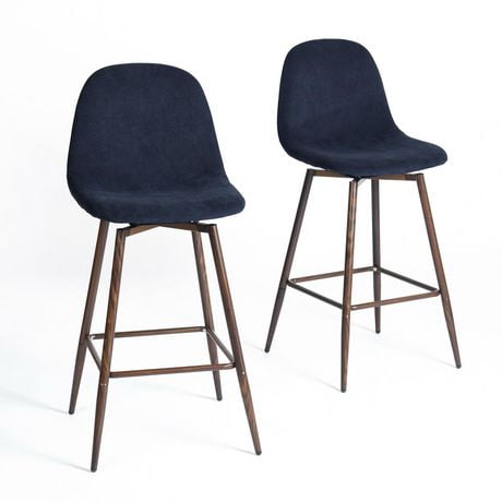 Homycasa Contemporary Set of 2 Counter Stools - Fabric Upholstered Ergonomics Seat Barstools for Kitchen Island Dining Room